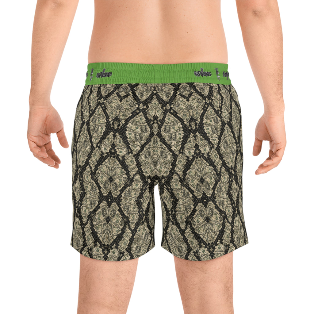 Men's Snake Print Swim Shorts – Mid-Length All-Over-Print Beach Trunks