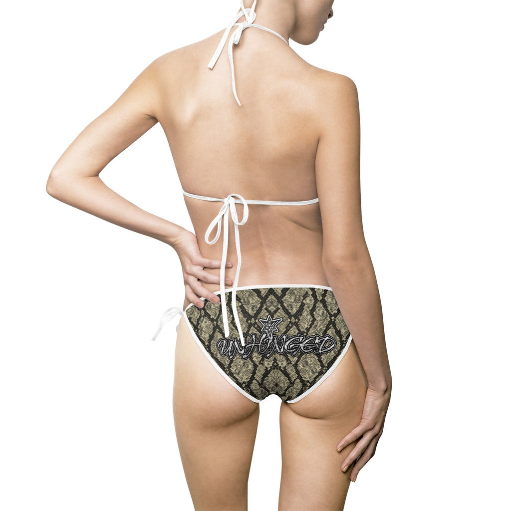 Camo Orange-Trim Bikini — Women's Tie-Side Swimsuit
